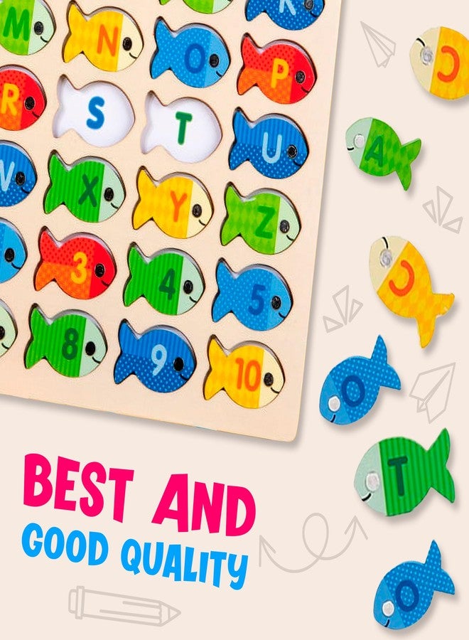 Lefan Wooden Magnetic Fishing Game Toddlers Montessori Motor Skills Toy Letters Numbers Color Sorting Mat Preschool Learning ABC Puzzle Birthday Toys Gift for 3 4 5 6 7+ Year Kids - Image 3